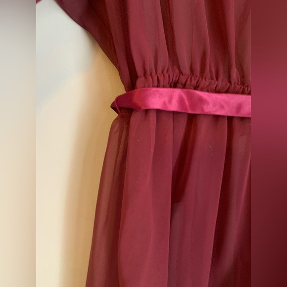 70s Victor Costa Maxi Dress sheer embroidered belted buttons down the back - Picture 4 of 11